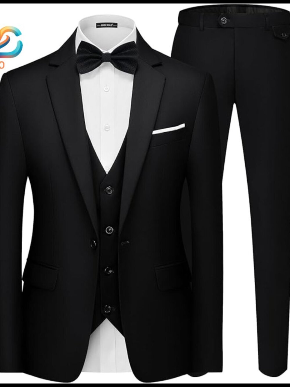Slim Fit 3-Piece Suit Set with Blazer Vest Pants for Formal Events